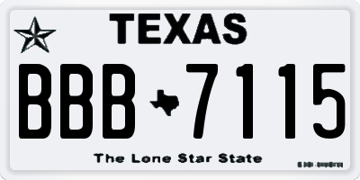 TX license plate BBB7115