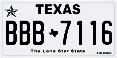 TX license plate BBB7116