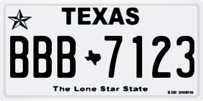 TX license plate BBB7123