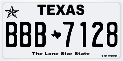 TX license plate BBB7128