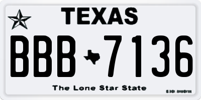 TX license plate BBB7136