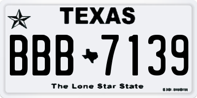 TX license plate BBB7139