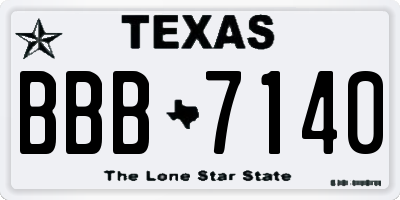 TX license plate BBB7140