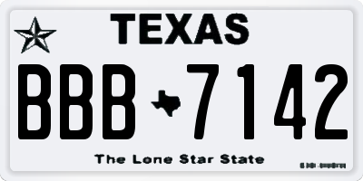 TX license plate BBB7142