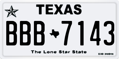 TX license plate BBB7143