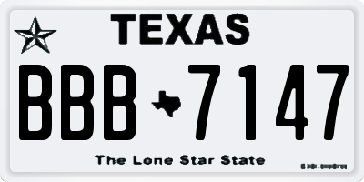 TX license plate BBB7147