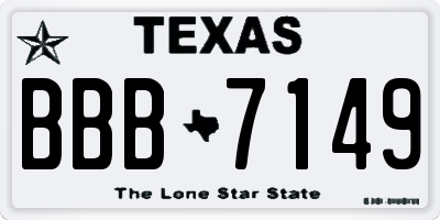 TX license plate BBB7149