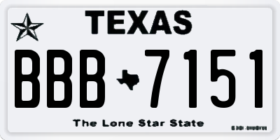 TX license plate BBB7151