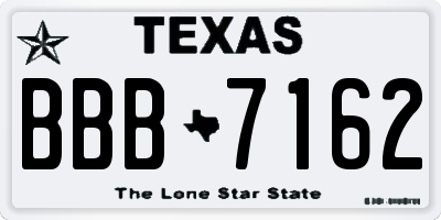 TX license plate BBB7162