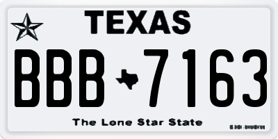 TX license plate BBB7163