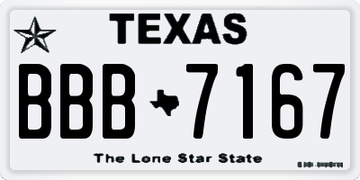 TX license plate BBB7167