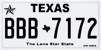 TX license plate BBB7172