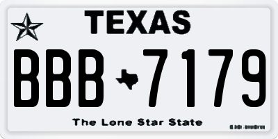 TX license plate BBB7179