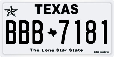 TX license plate BBB7181