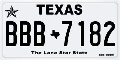 TX license plate BBB7182