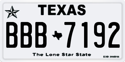 TX license plate BBB7192