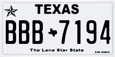 TX license plate BBB7194