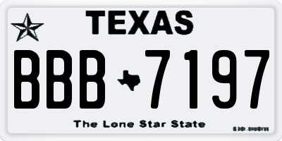 TX license plate BBB7197