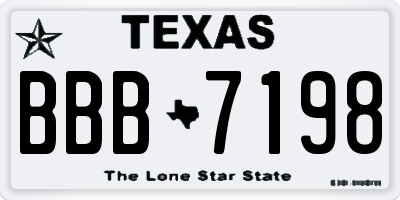 TX license plate BBB7198