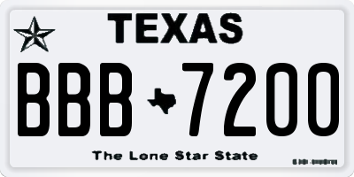 TX license plate BBB7200