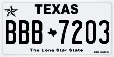 TX license plate BBB7203