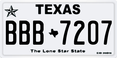 TX license plate BBB7207