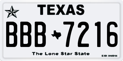 TX license plate BBB7216