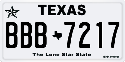 TX license plate BBB7217