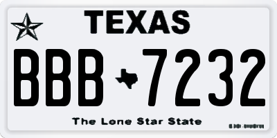 TX license plate BBB7232