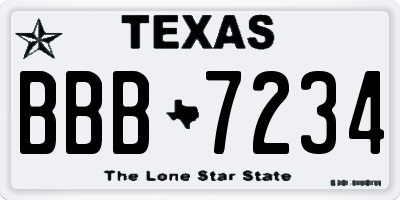 TX license plate BBB7234