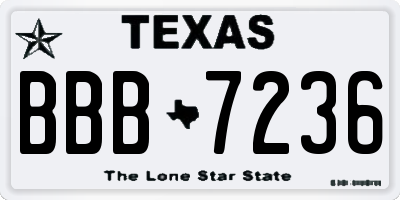 TX license plate BBB7236