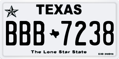 TX license plate BBB7238