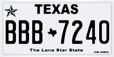 TX license plate BBB7240