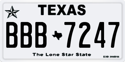 TX license plate BBB7247