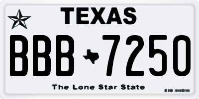TX license plate BBB7250