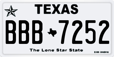 TX license plate BBB7252
