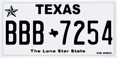 TX license plate BBB7254