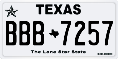 TX license plate BBB7257