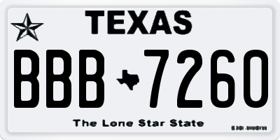 TX license plate BBB7260