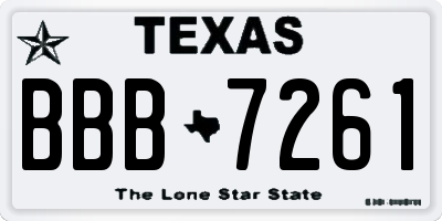 TX license plate BBB7261