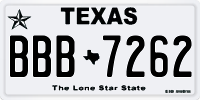 TX license plate BBB7262
