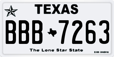 TX license plate BBB7263