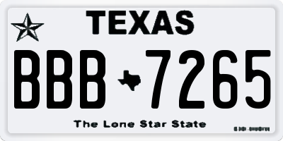 TX license plate BBB7265