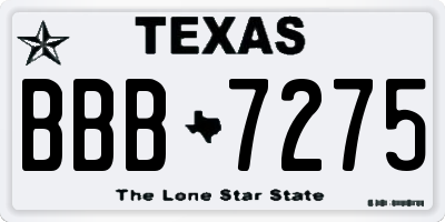 TX license plate BBB7275