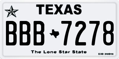 TX license plate BBB7278