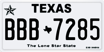 TX license plate BBB7285