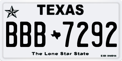 TX license plate BBB7292