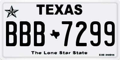 TX license plate BBB7299