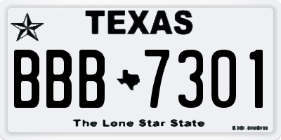 TX license plate BBB7301