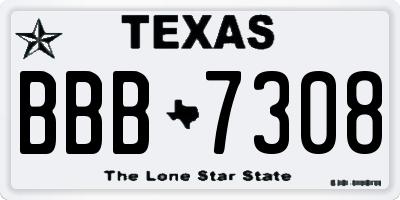 TX license plate BBB7308